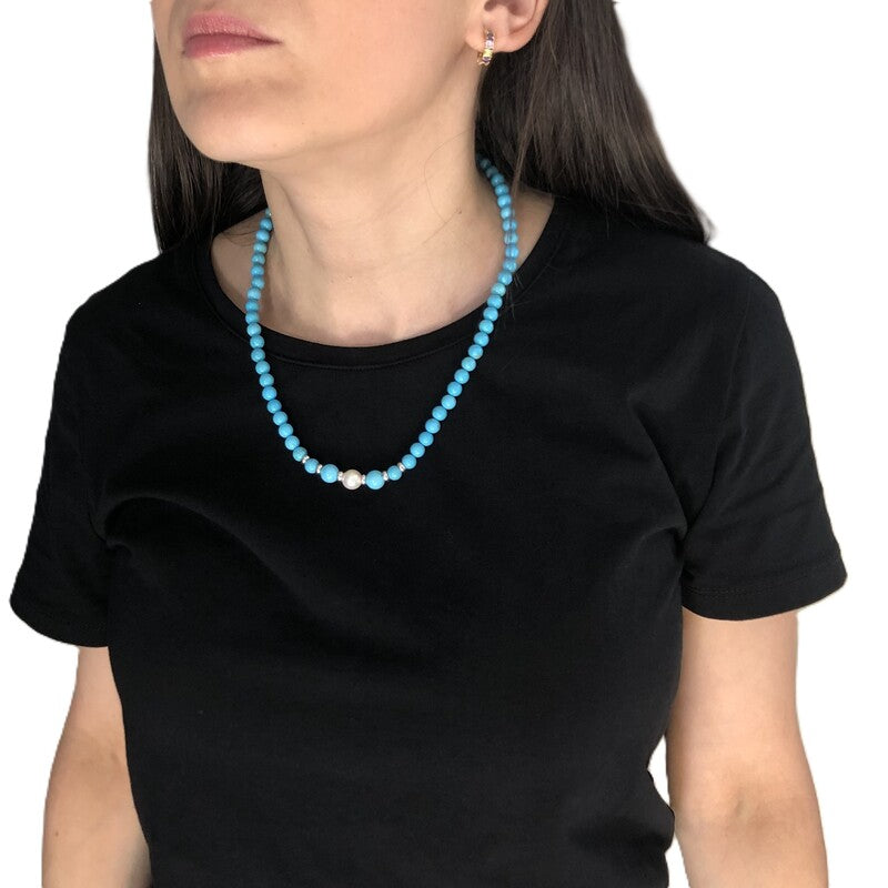 Collana Miluna Terra e Mare Perla e Turchese