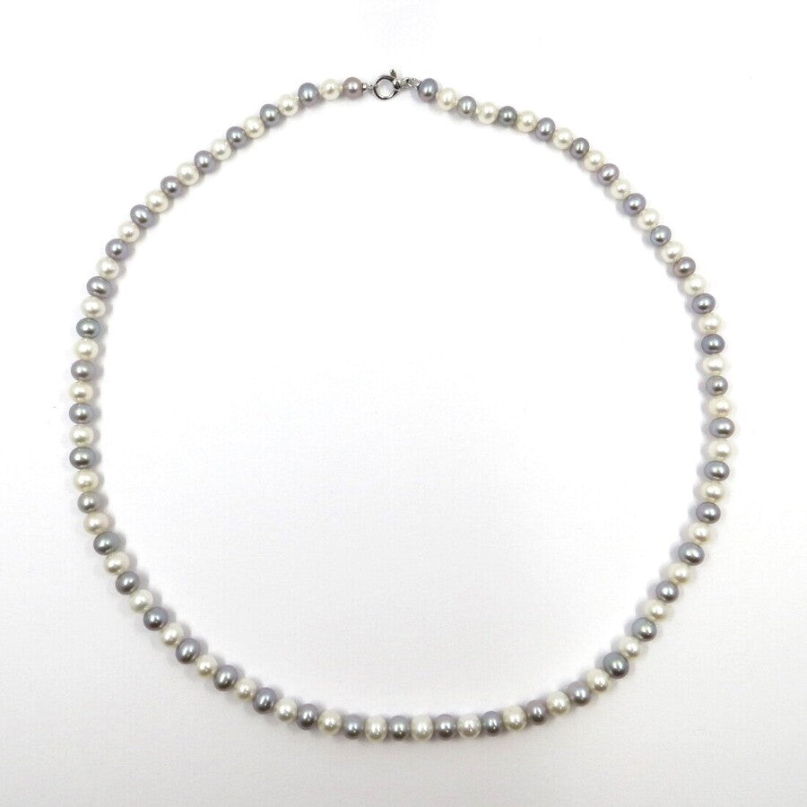 Collana Girocollo MILUNA Perle Bianche e Grigie