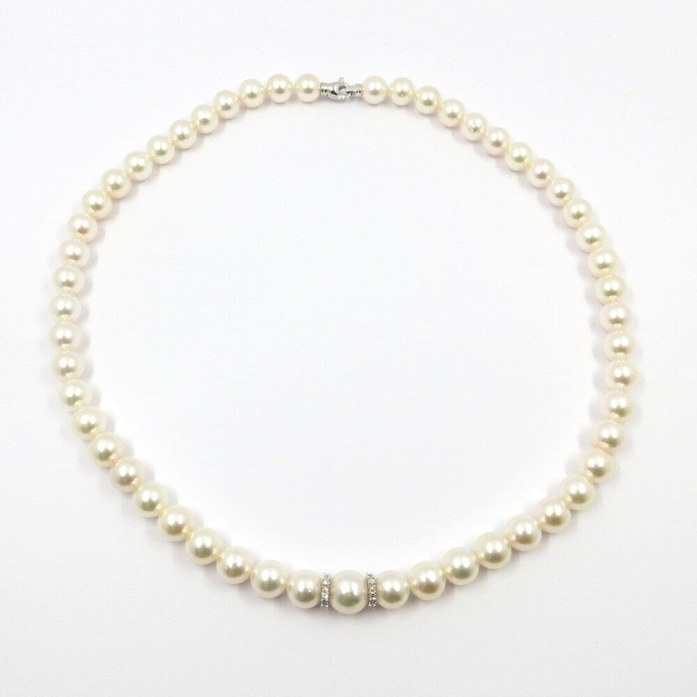 Collana NIMEI Oro Bianco, Perle Akoya spec. Pura e Diamanti