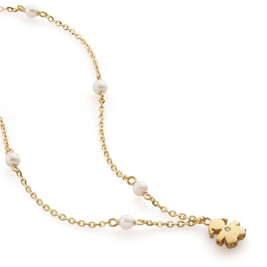 Collana leBebè Le Perle Sagoma Bimba Oro Giallo e Diamante