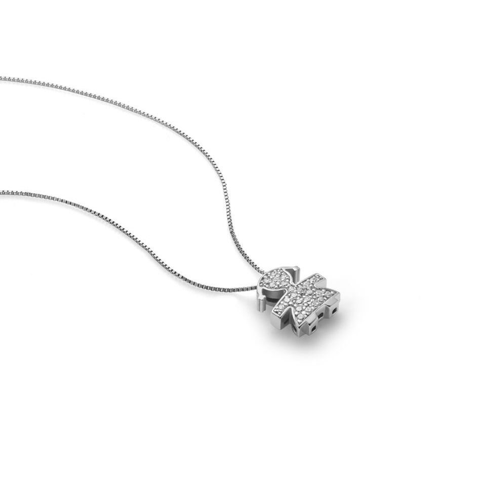 Collana leBebè I Tesorini Sagoma Bimba Oro Bianco e Diamanti