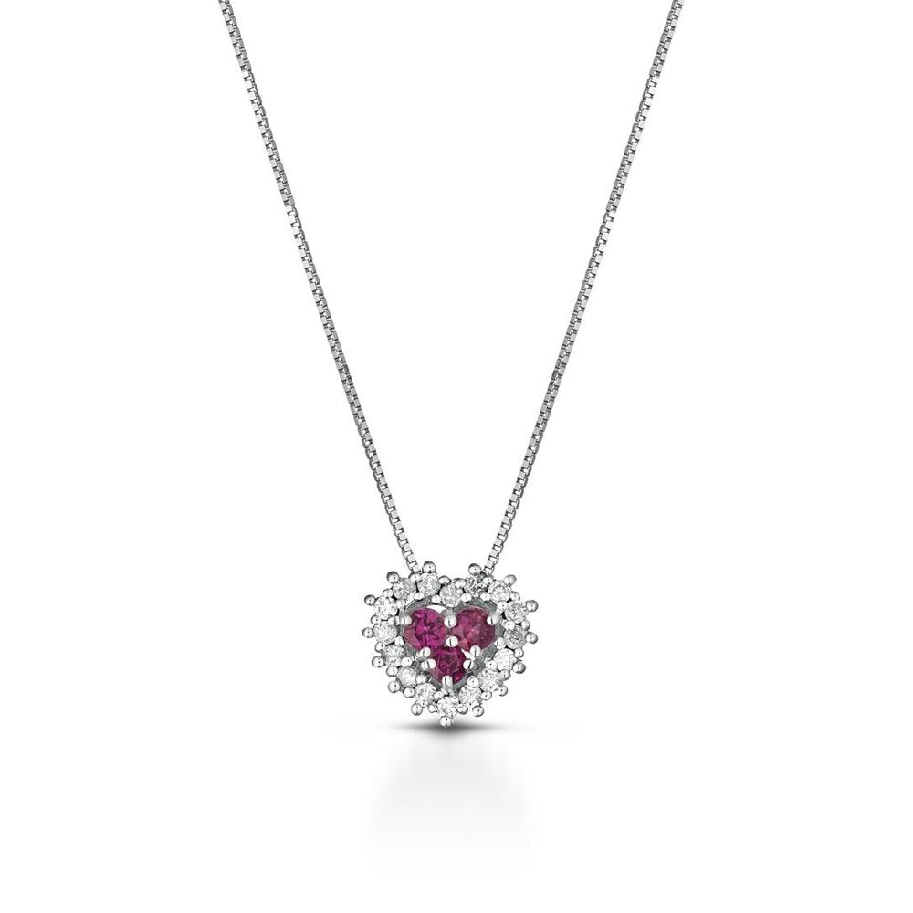 Collana con pendente Cuore LELUNE Oro, Diamanti e Rubino