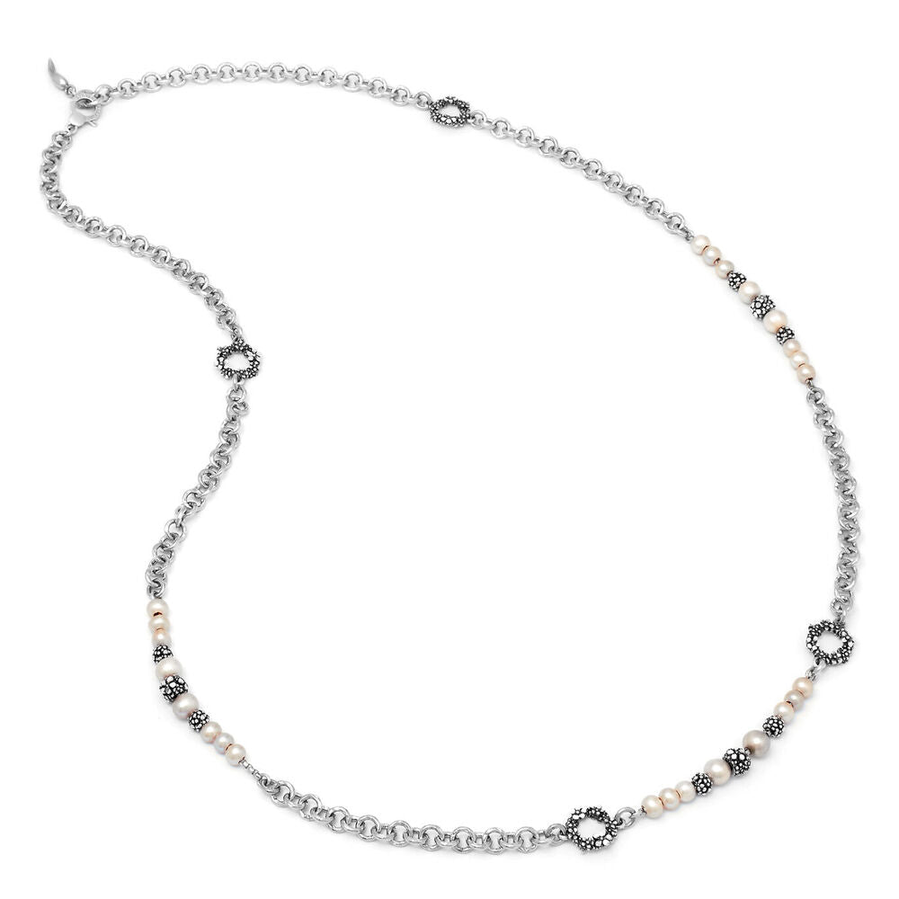Collana Lunga Giovanni Raspini Blossom Argento e Perle Rosa