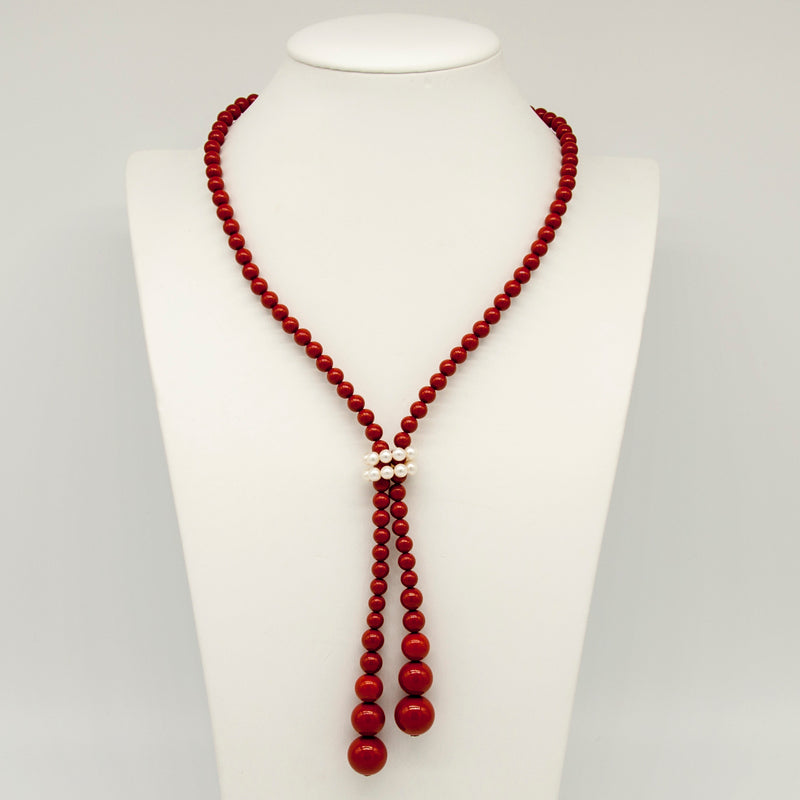 Collana Lunga Miluna Perle e Pasta di Corallo