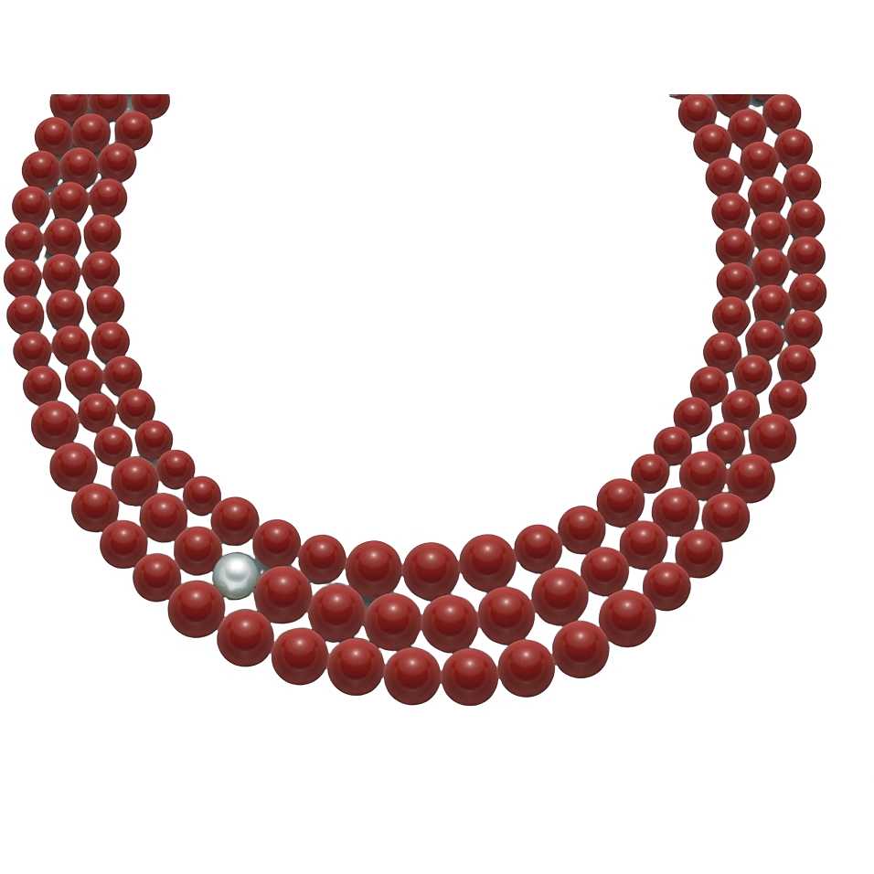 Collana MILUNA Terra e Mare Perla Sfere Corallo Rosso