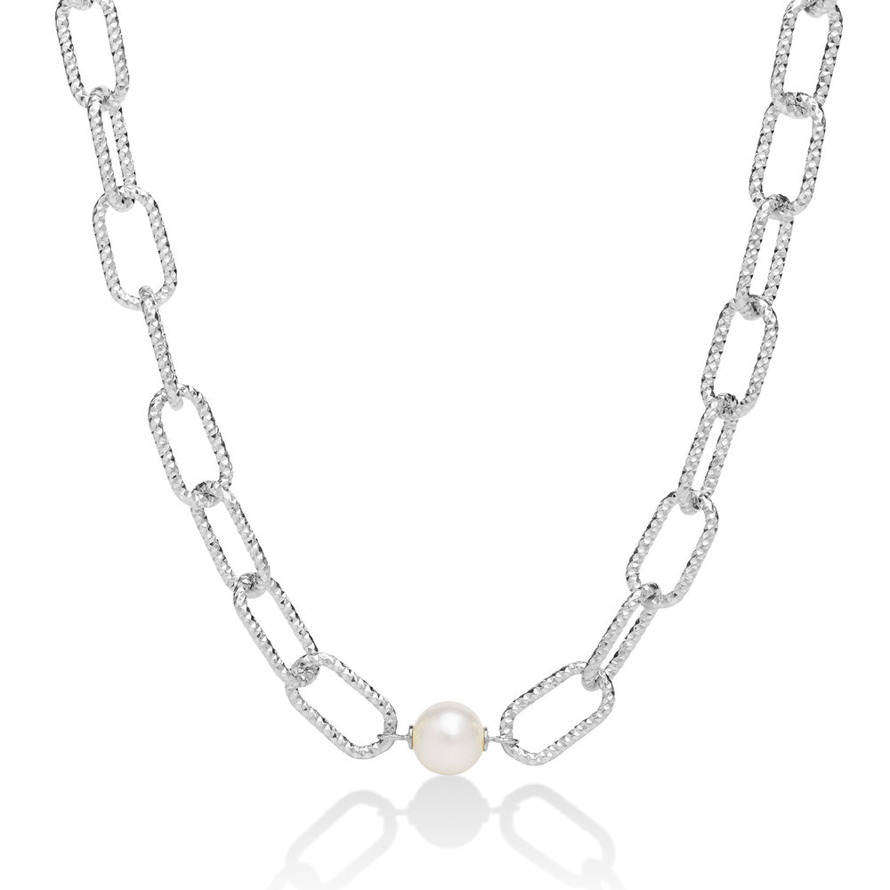 Collana MILUNA con catena a maglia grande Argento con perla