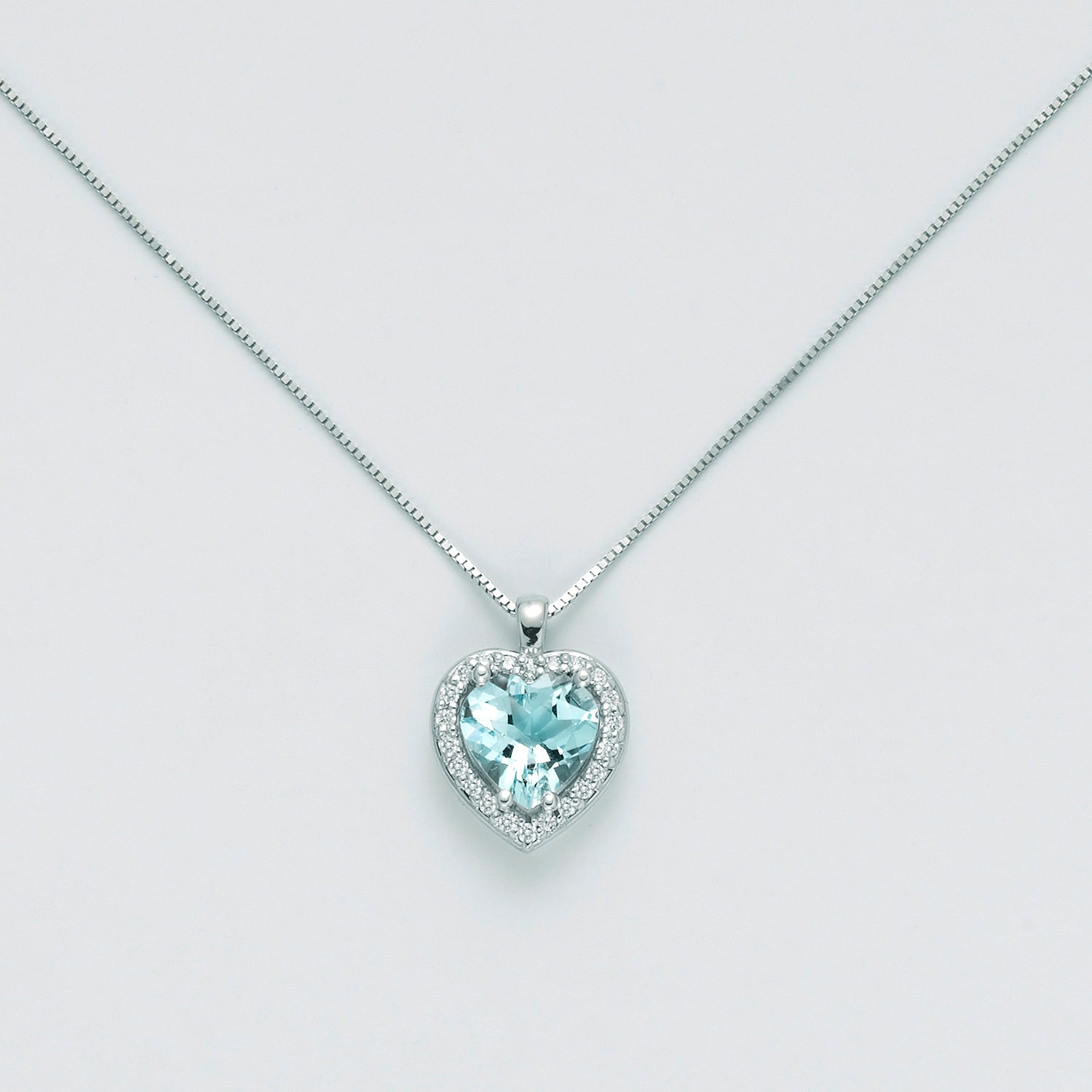 Collana MILUNA Acquamarina Brillanti Cuore