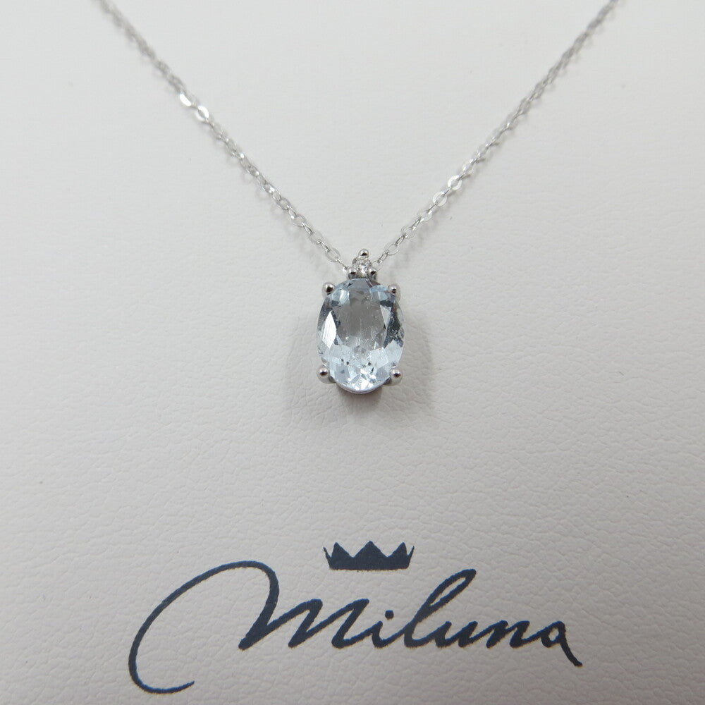 Collana MILUNA Acquamarina Ovale e Brillanti