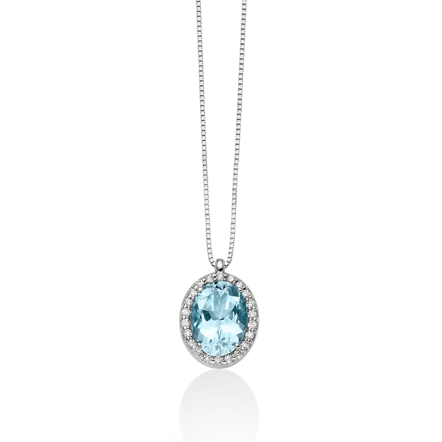 Collana MILUNA Acquamarina Ovale e Brillanti