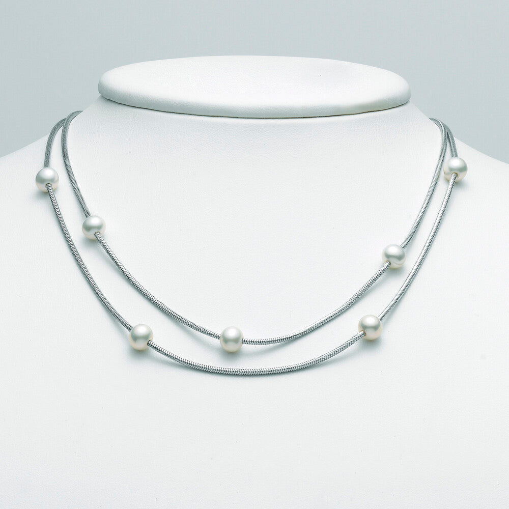 Collana doppio filo MILUNA in Argento con Perle