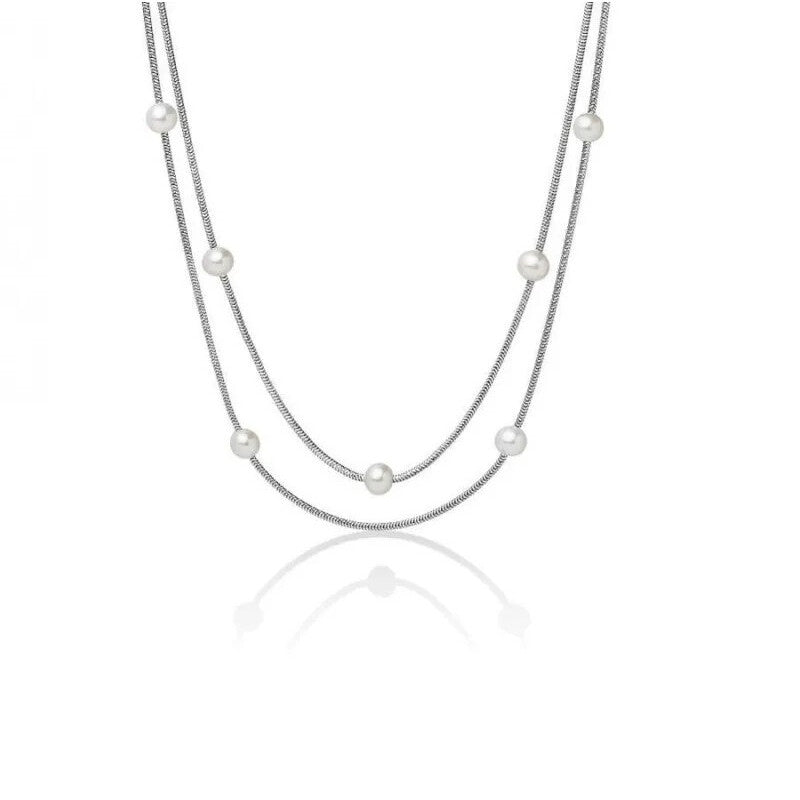 Collana doppio filo MILUNA in Argento con Perle