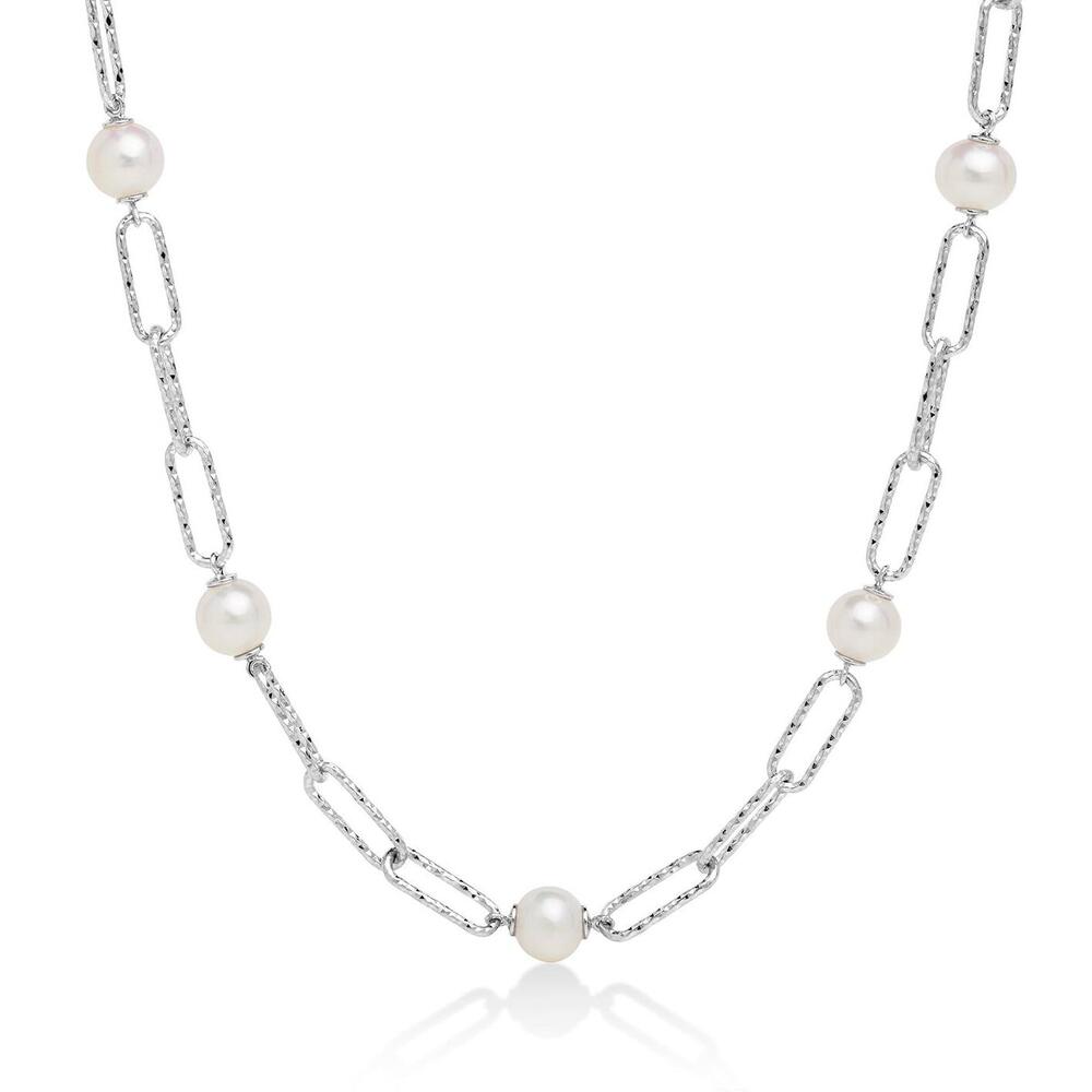 Collana MILUNA con catena a maglia, in argento con cinque perle