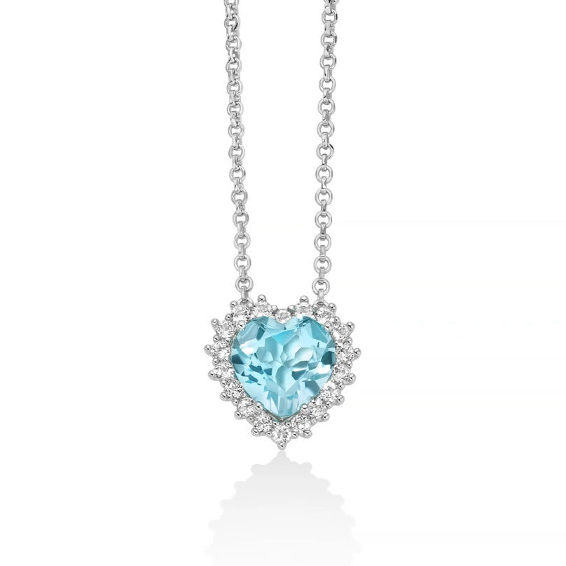 Collana Miluna Gemma del Cielo Cuore Argento e Topazi