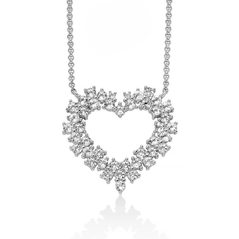 Collana Miluna Unica Neve Pendente Cuore Argento e Topazi