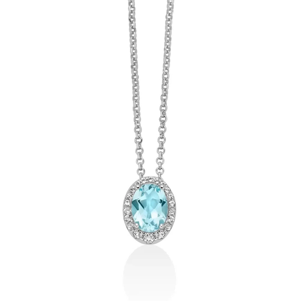Collana Miluna in Argento con Gemma del Cielo ovale piccola e Topazi