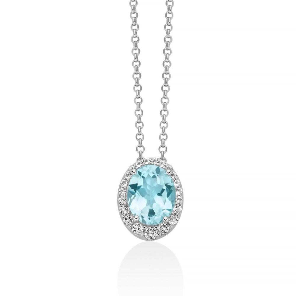 Collana Miluna in Argento con Gemma del Cielo ovale e Topazi