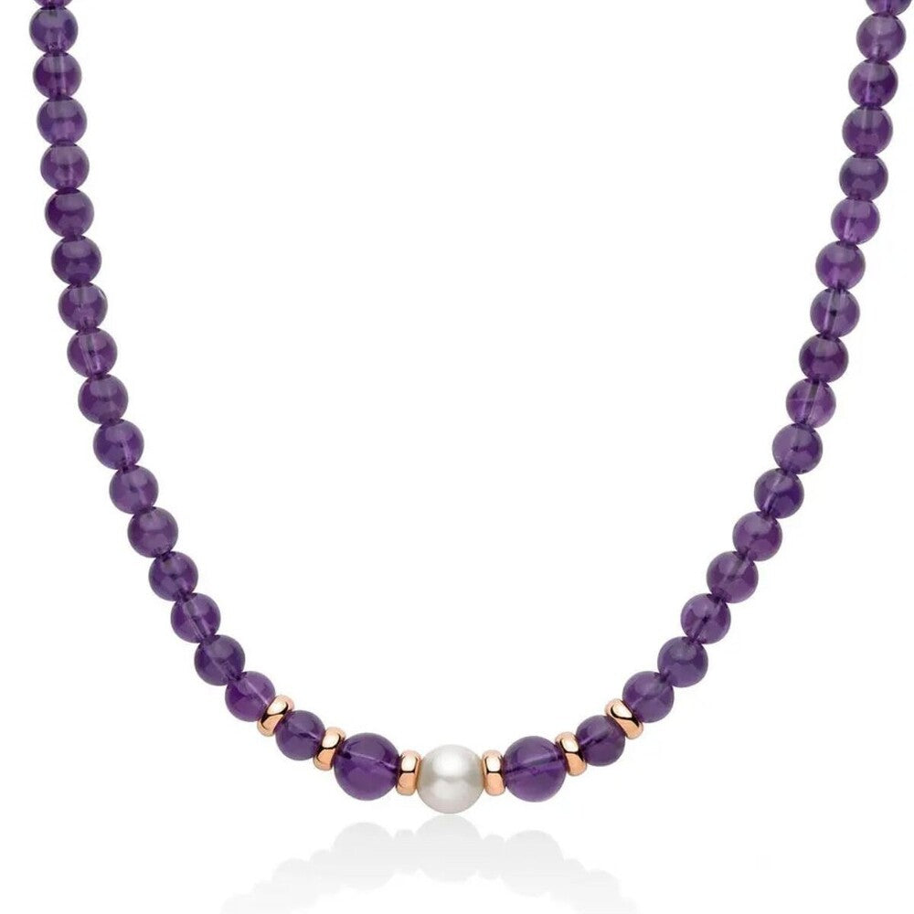 Collana Miluna in Argento con Perla e Sfere in Ametiste
