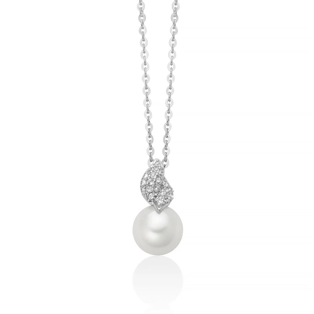 Collana Miluna Venere in Argento con Perla Oriente e Topazi