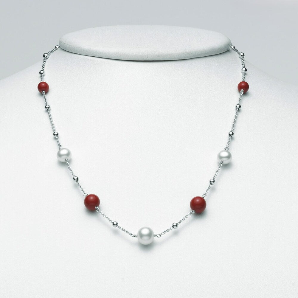 Collana Miluna Argento, Perle e Corallo