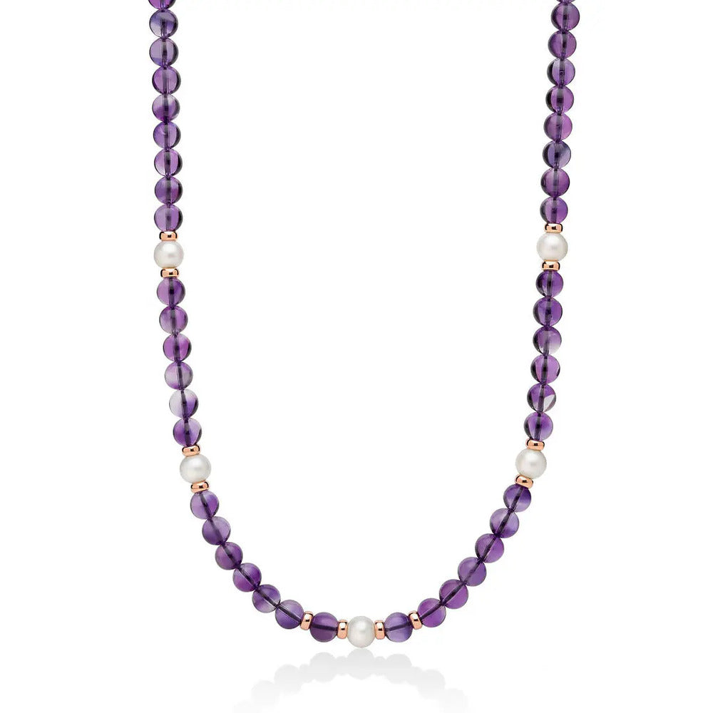 Collana Miluna in Argento con Perle e Sfere in Ametiste