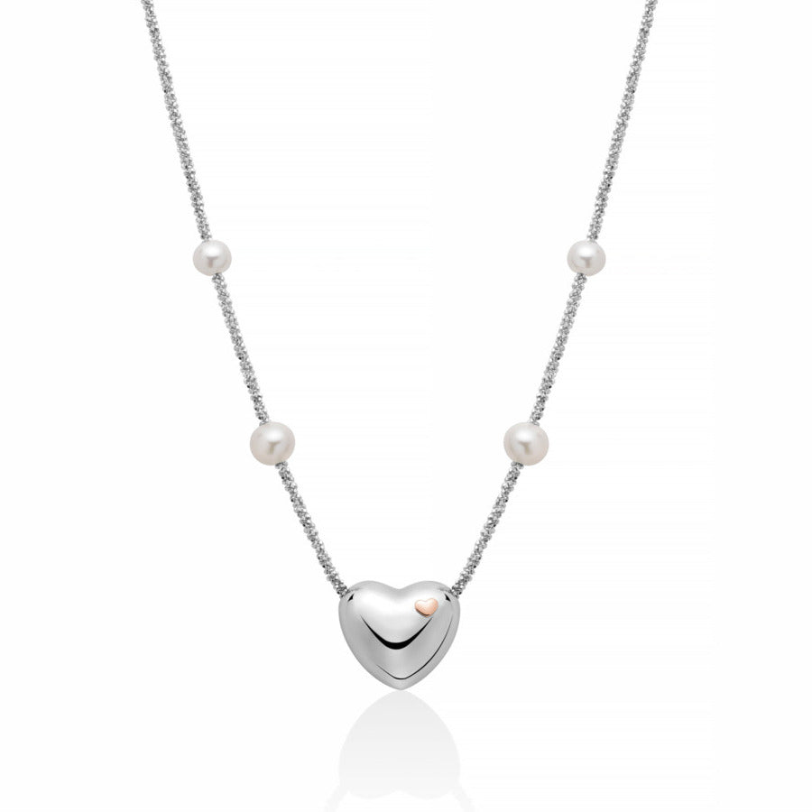Collana Miluna in Argento e Perle con Cuore centrale