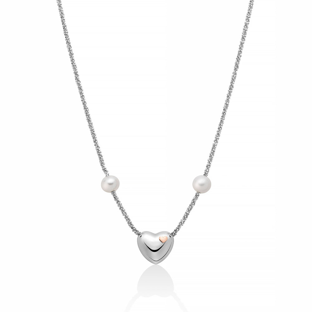 Collana Miluna in argento con perle bianche e Cuore
