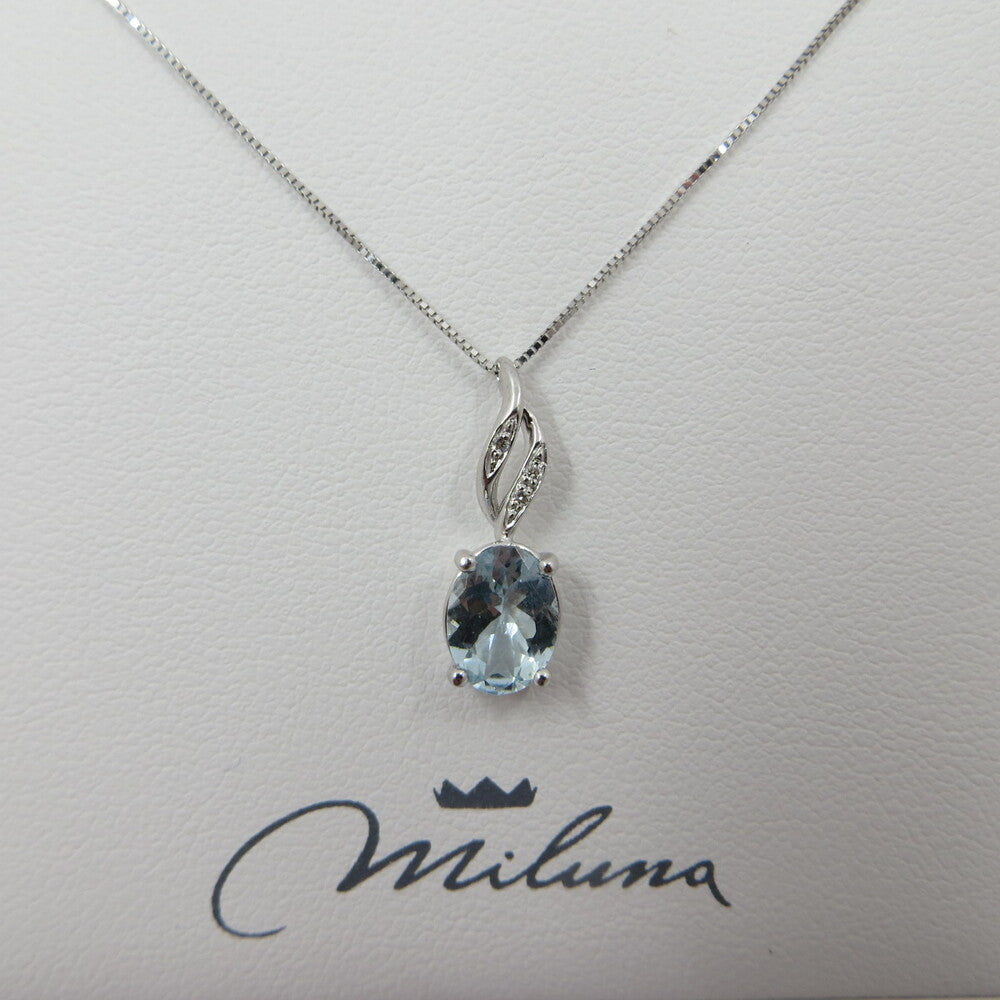Collana MILUNA Acquamarina Ovale e Brillanti