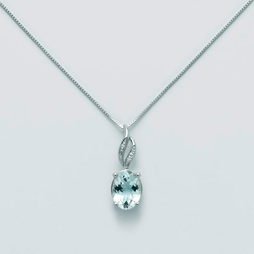 Collana MILUNA Acquamarina Ovale e Brillanti