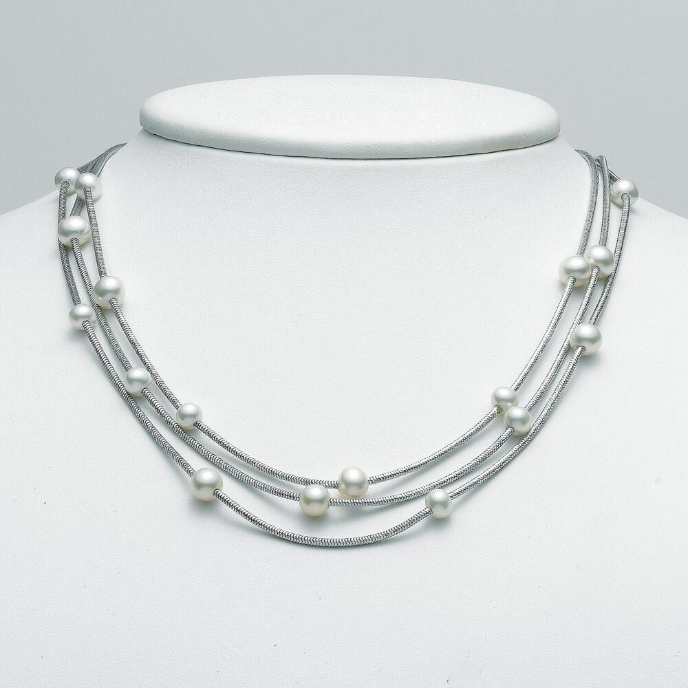 Collana multifilo MILUNA in argento con perle