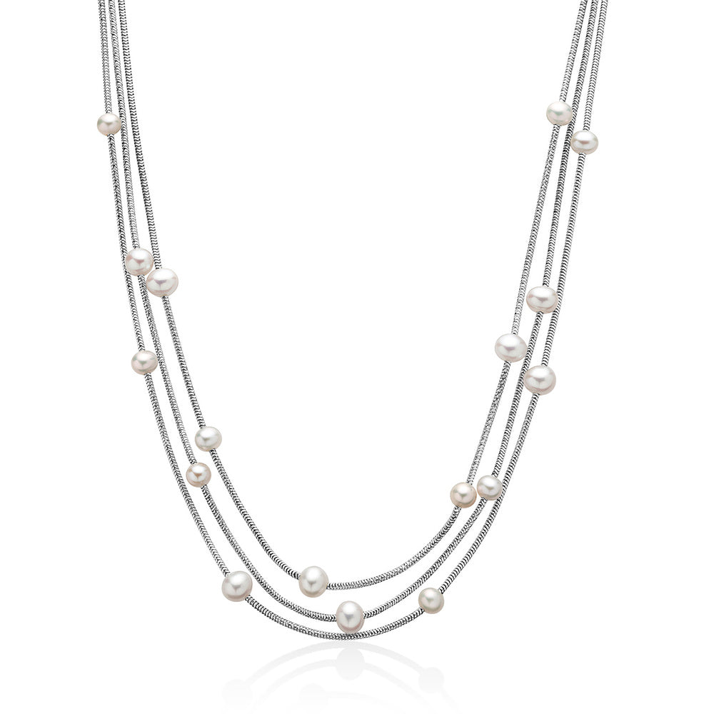 Collana multifilo MILUNA in argento con perle
