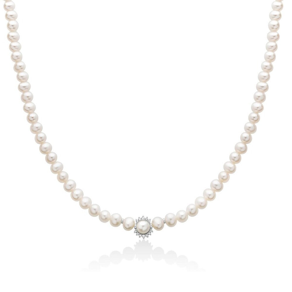 Collana Miluna Perle, Oro Bianco e Diamanti