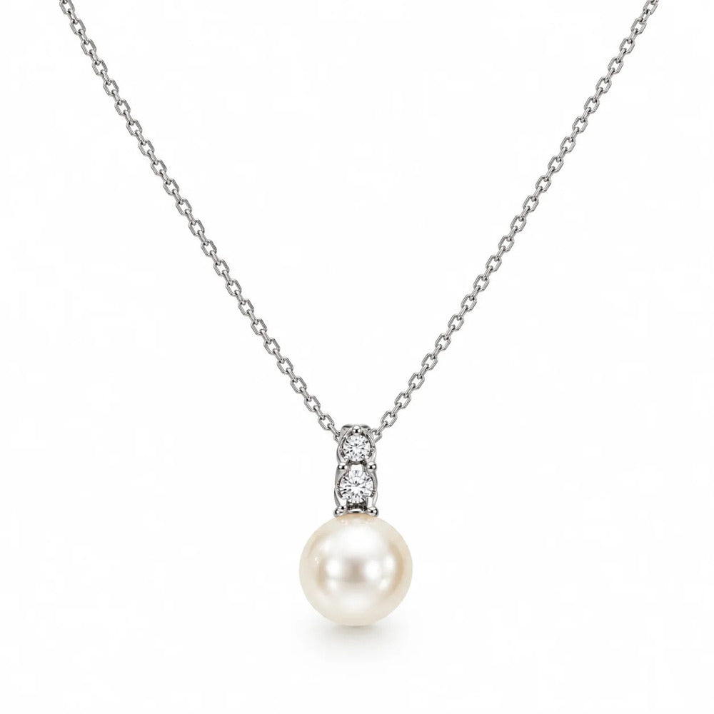 Collana Miluna Oro Bianco 9kt, Perla e Diamanti