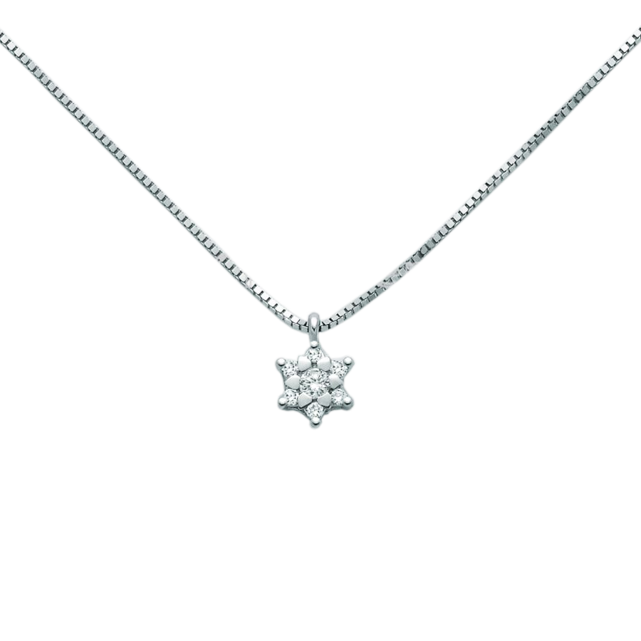 Collana MILUNA punto luce STELLA Oro bianco e brillanti