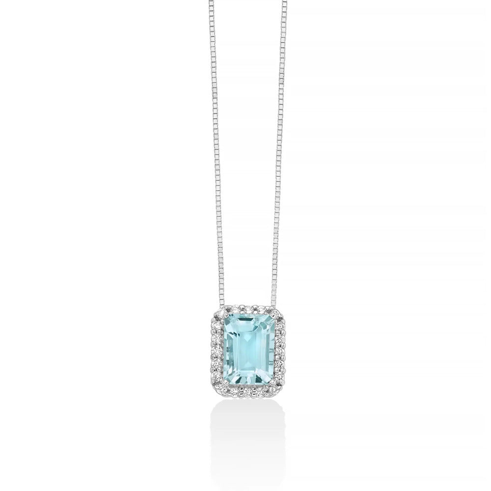 Collana MILUNA Oro Bianco, Acquamarina e Diamanti
