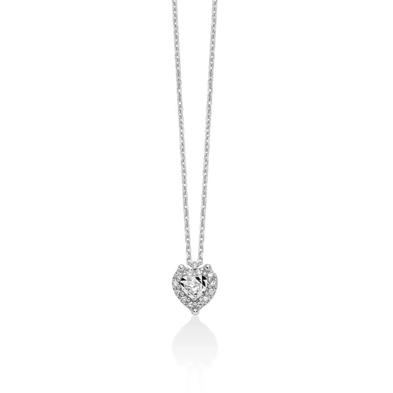 Collana Miluna ciondolo Cuore Oro bianco 9k e Diamanti