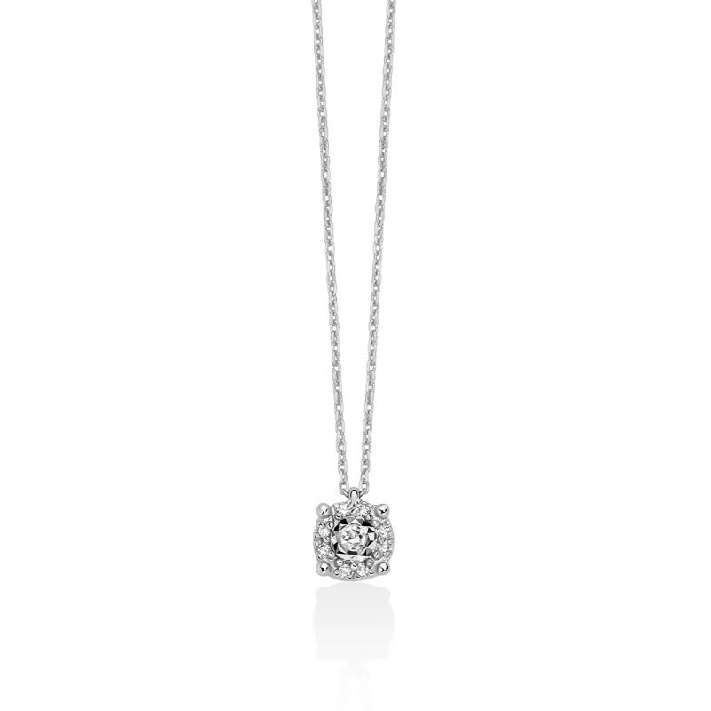 Collana Miluna in Oro Bianco 9k con Pendente Diamanti