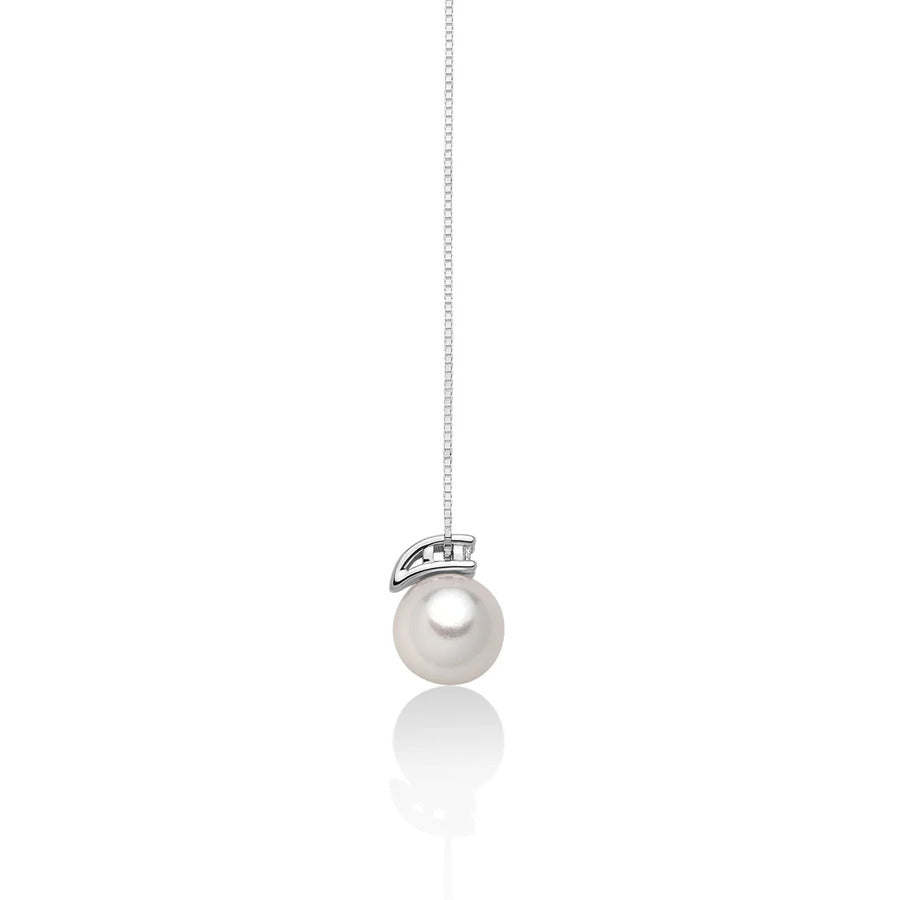 Collana Miluna in Oro Bianco con Perla Akoya e Diamante