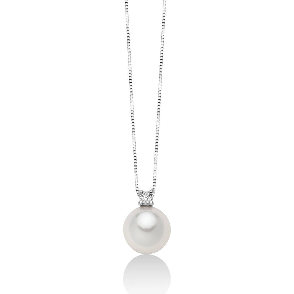 Collana Miluna in Oro Bianco con Perla Akoya e Diamante