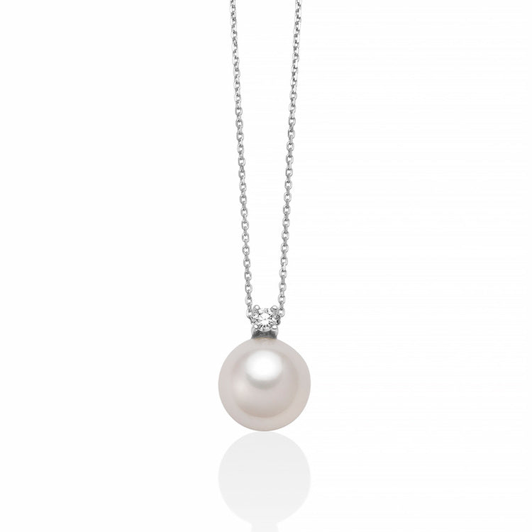 Collana Miluna in Oro Bianco con Perla e Diamante