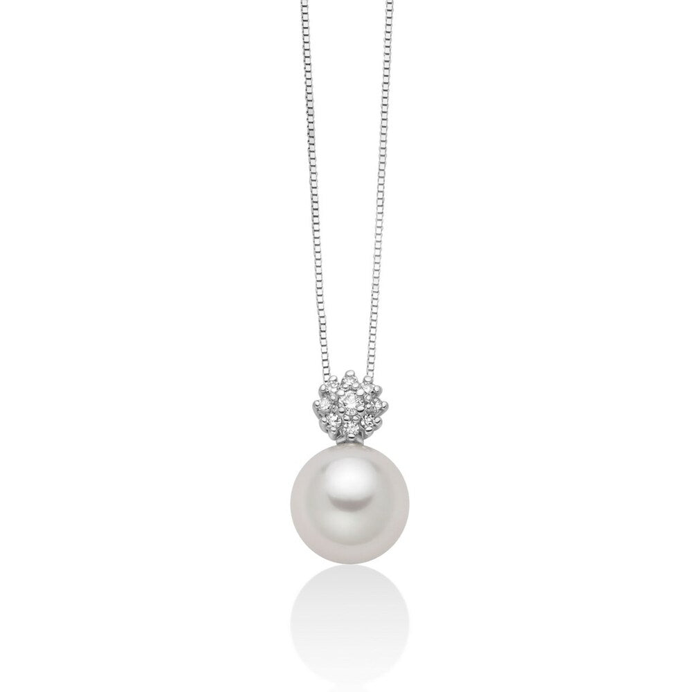 Collana Miluna Oro Bianco Diamanti e Perla Akoya