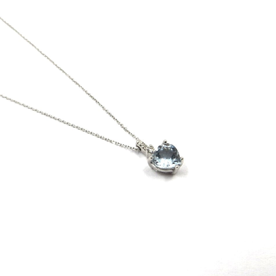 Collana MILUNA Oro, Diamanti e Acquamarina CUORE