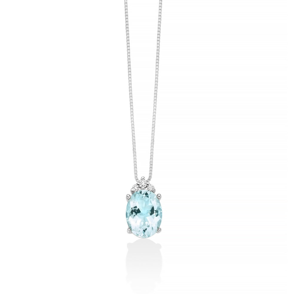 Collana Miluna Oro Bianco Acquamarina e Diamanti