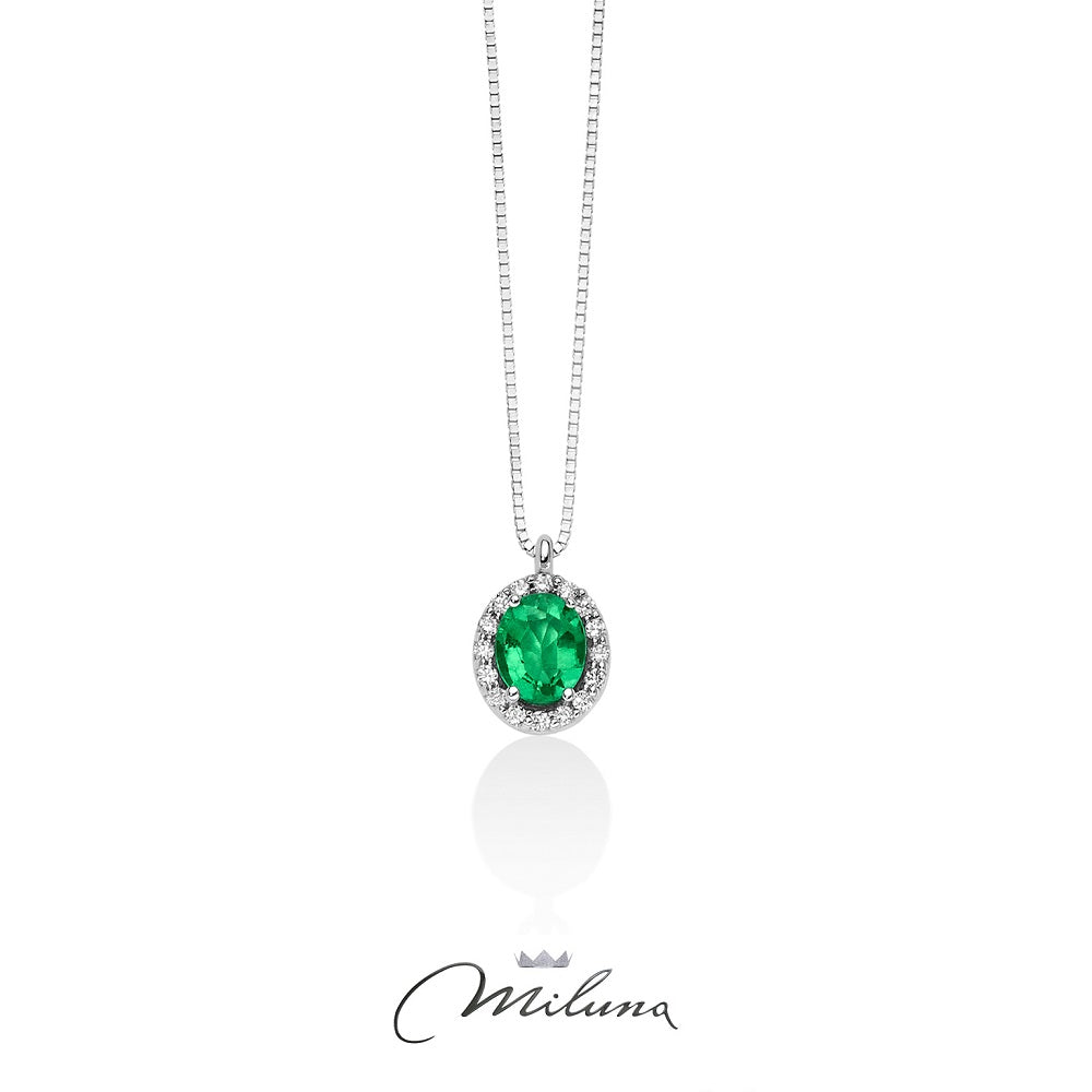 Collana MILUNA Oro, Diamanti e Smeraldo