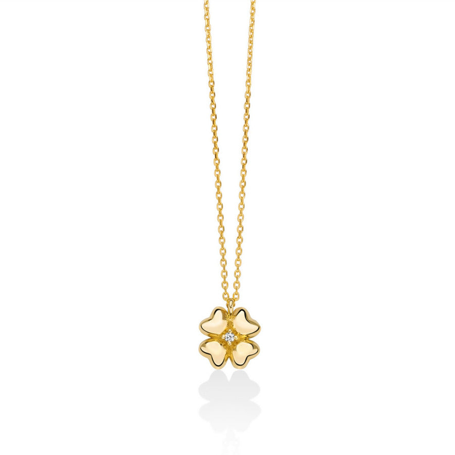 Collana Miluna Quadrifoglio Oro Giallo e Diamante
