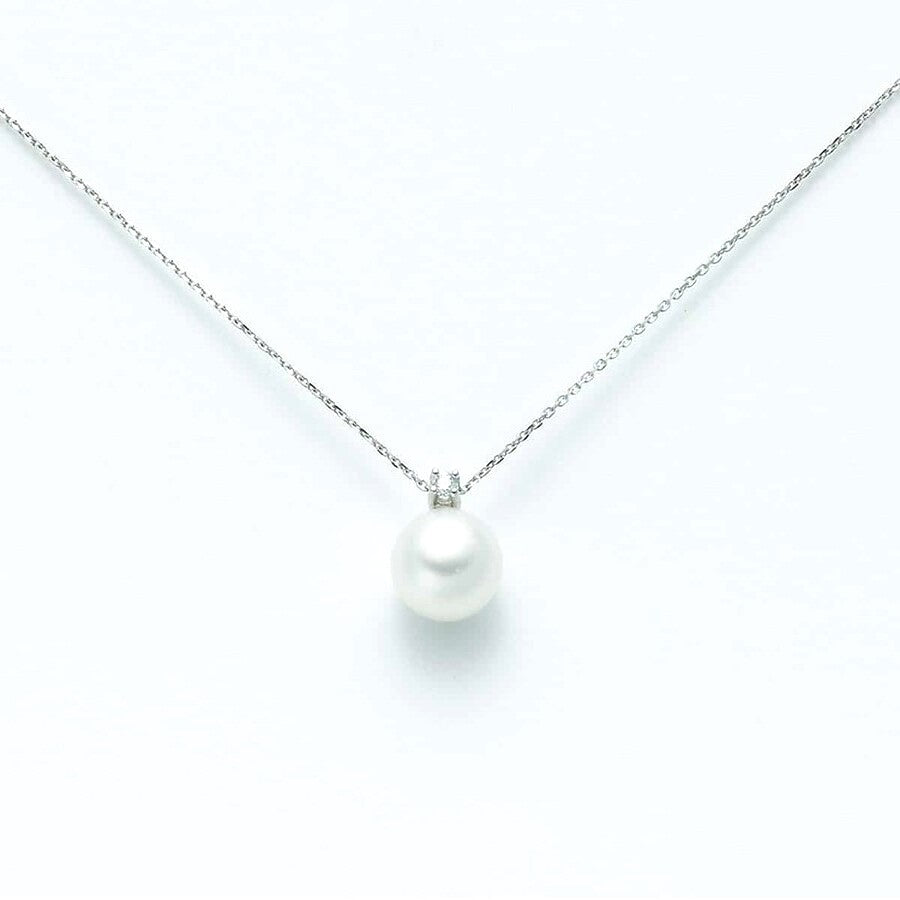 Collana Miluna in Oro Bianco con Perla e Diamante