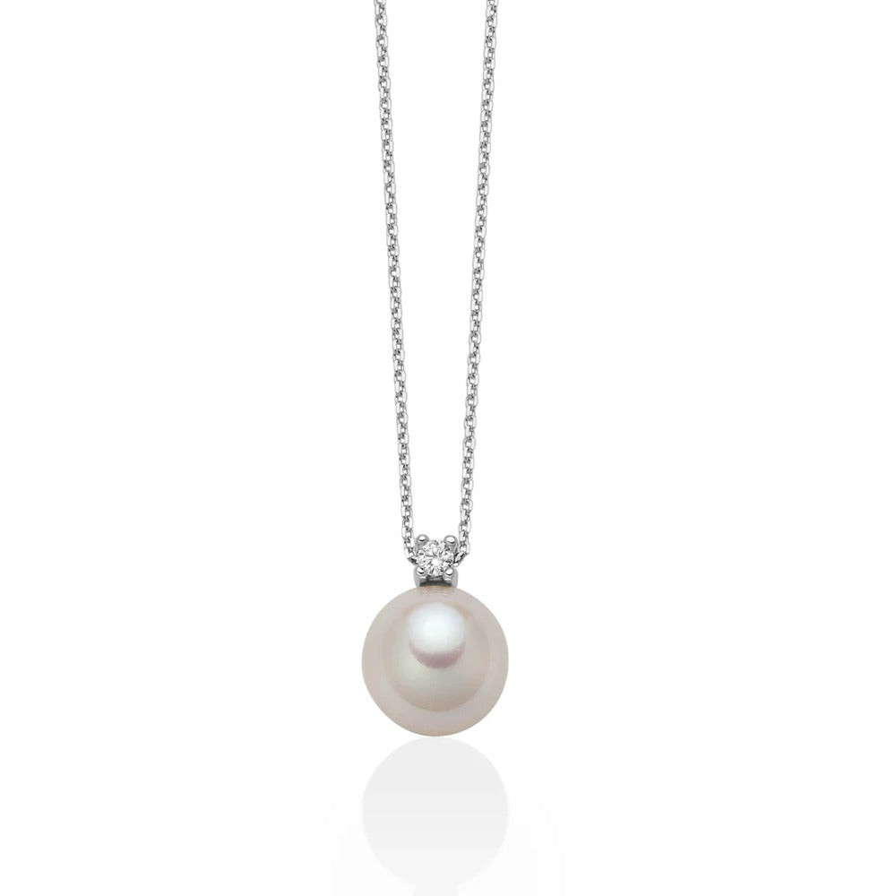 Collana Miluna in Oro Bianco con Perla e Diamante