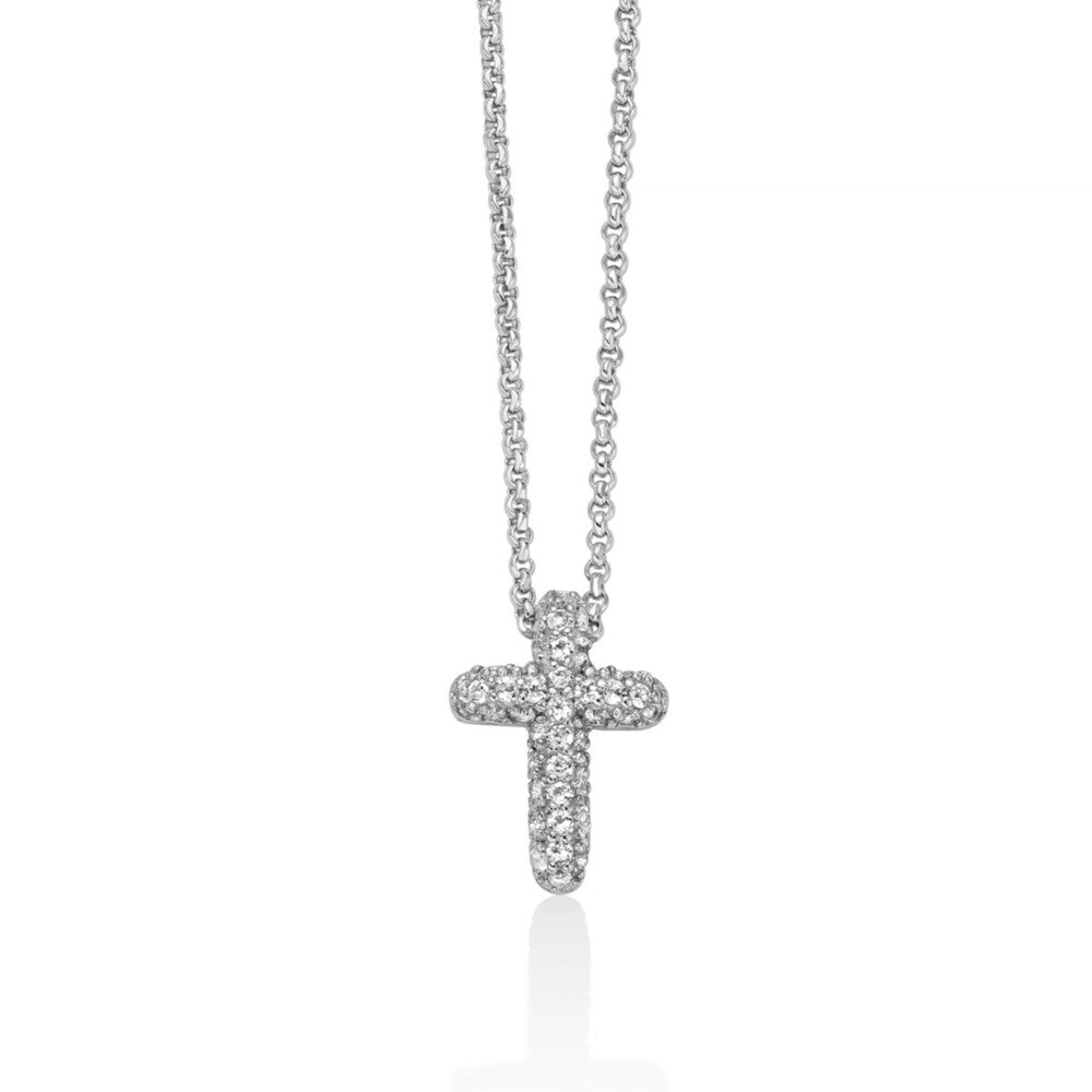 Collana MILUNA Pendente Croce in Argento e Topazi