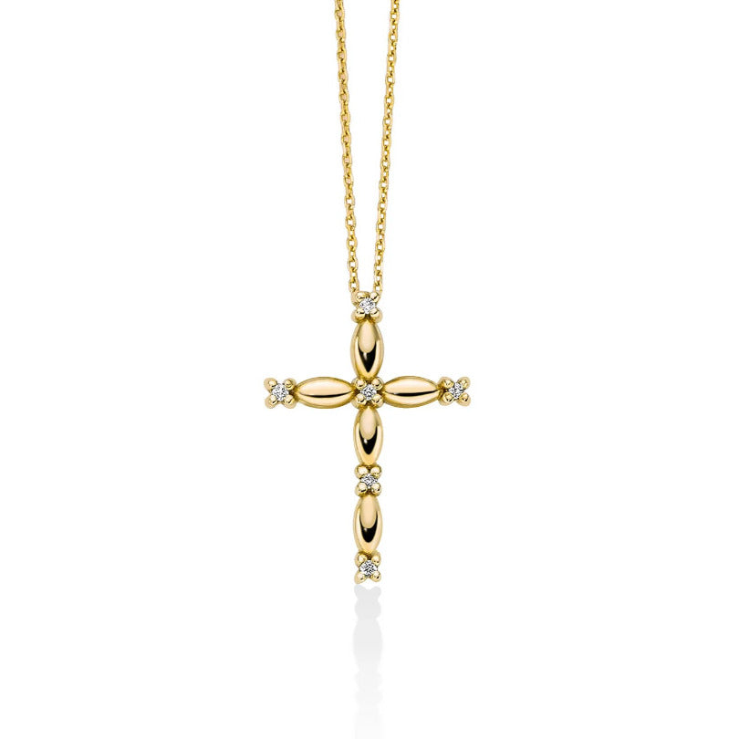 Collana Miluna Croce Oro giallo 9k e Diamanti