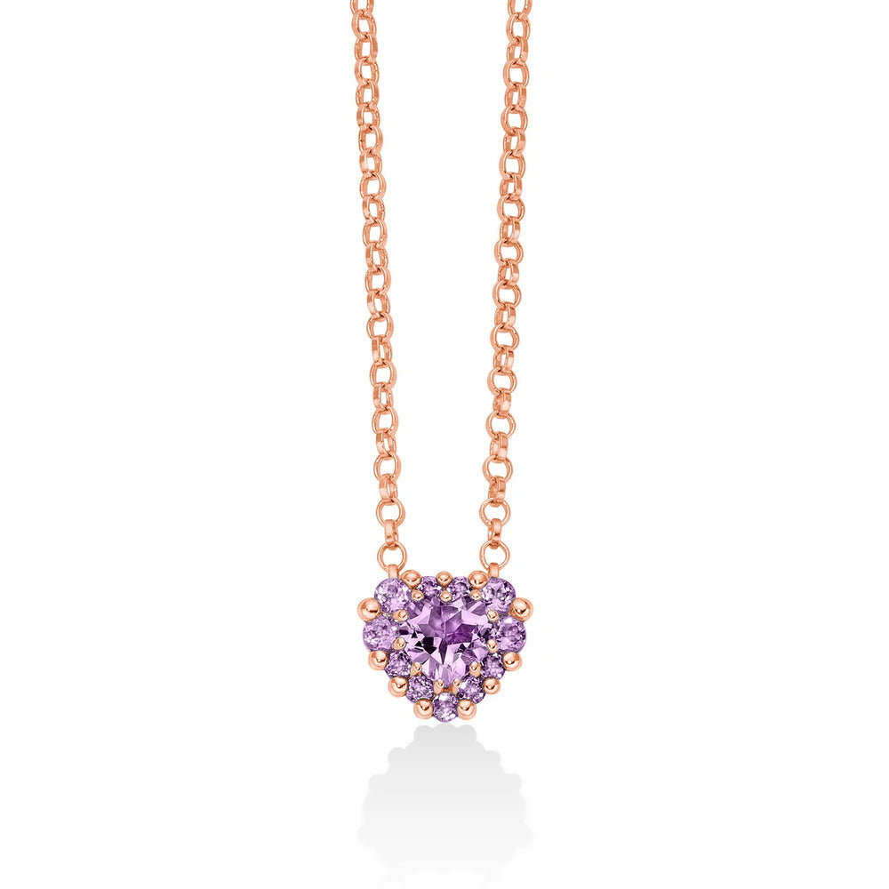 Collana Miluna con Ametista Cuore in Argento Rosa