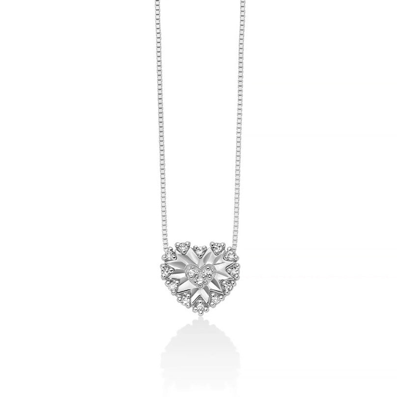 Collana Miluna in Oro Bianco Pendente Cuore con Diamanti